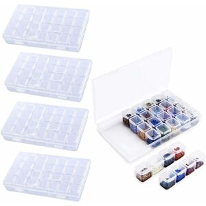 Héloise - Diamond Painting Storage Boxes 4 Packs (28 Grids), Removable Clear Plastic Organizer, diy Embroidery Box