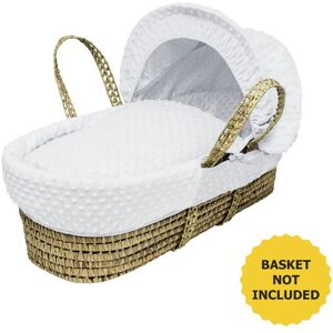 Kinder Valley - White Dimple Moses Basket Bedding Set Dressings with Quilt, Padded Liner, Body Surround and Adjustable Hood - White