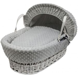 Kinder Valley - Dimple White Wicker Moses Basket With Quilt, Padded Liner, Body Surround and Adjustable Hood & Adjustable Hood - Grey - Grey