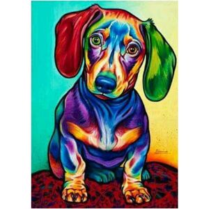 Hoopzi - diy Diamond Painting Dog Kits for Adults and Kids, Full Drill Round Diamond Painting Art Kits Dachshund 5D Gem Painting Embroidery