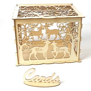 PESCE Diy wooden gift card box wedding supplies hollow business card box sign in box JM01367