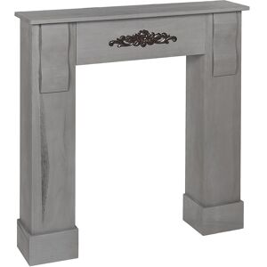 BELIANI Faux Fireplace Mantel Surround Paulownia Milled Decoration Living Room Grey Mandre - Grey