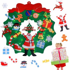 Langray - Felt Wreath Christmas Tree diy Christmas Tree with led Christmas Tree Decoration for Kids Christmas Decoration