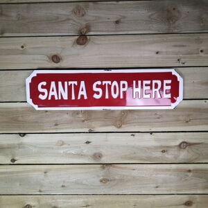 Samuel Alexander - Festive 71cm Outdoor Metal Santa Stop Here Sign