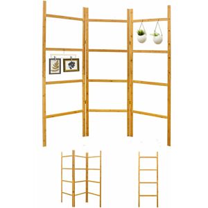 Dunedesign - Fillable 3 Panel Room Divider - 180x180 Bamboo Screen Plant Stand Room Separator - braun