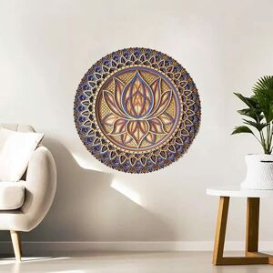 AOUGO Lotus Flower Mandala-Wall Art, Lotus Flower Mandala Metal Wall Hanging for Bedroom Decor Bohemian Wall Art (A) 30 x 30 cm