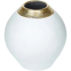 BELIANI Decorative Vase Minimalist White Ceramic Living Room Home Office Lauri - White