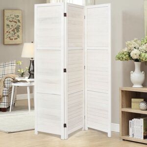 Livingandhome - Folding Room Divider Privacy Separator Screen, White 3 Panel