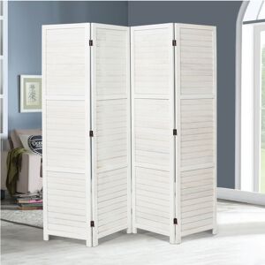 Livingandhome - Folding Room Divider Privacy Separator Screen, White 4 Panel