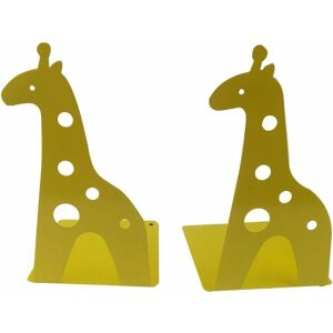 TINOR Giraffe Shape Non-Slip Iron Bookends 21cm Bookends for Kids Library School Office Home (Yellow)