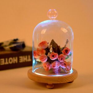 Livingandhome - Living and Home Glass Display Bell Jar Dome Cloche with Wooden Base,Ball 10x18cm