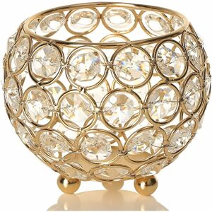 Groofoo - Gold Crystal Candle Holder Gold Candle Holder for Christmas Wedding Centerpiece Decoration Birthday Gift for Women, 10cm Diameter, Fits