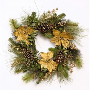 Shatchi - Gold Poinsettia /Berry & Cone Wreath-60cm