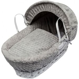 Kinder Valley - Grey Honeycomb White Wicker Moses Basket With Quilt, Padded Liner, Body Surround and Adjustable Hood & Adjustable Hood