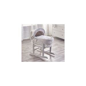 KINDER VALLEY Grey Honeycomb White Wicker Moses Basket with Rocking Stand Deluxe Grey, Quilt, Padded Liner, Body Surround & Adjustable Hood - Grey