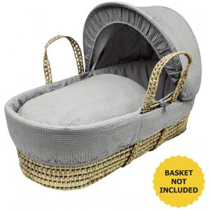 Kinder Valley - Grey Waffle Moses Basket Bedding Set Dressings with Quilt, Padded Liner, Body Surround and Adjustable Hood - Grey