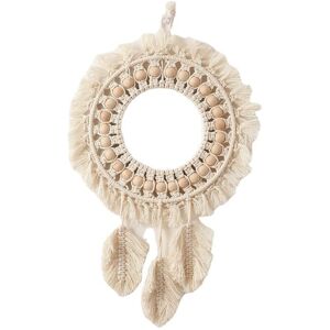 Handmade Macrame Wall Mirrors Hanging with Round Fringe for Apartment, Living Room, Bedroom, Bedroom, Modern Home Decor Denuotop