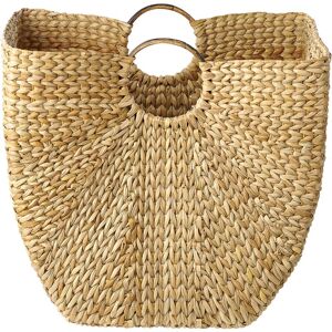 Beliani - Handwoven Water Hyacinth Basket with Handles Natural Accessory Washuk - Natural