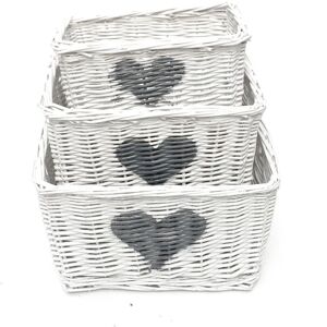 Topfurnishing - Heart Full Wicker Willow Wedding Xmas Hamper Storage Basket [White,Medium 29x19x18cm] - White