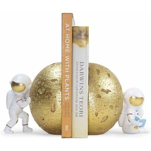 PESCE Heavy Duty Book End Decorative Bookends, Decor Book End for Shelves, Office Home Astronaut Moon Heavy Books Holder - Gold-Gold