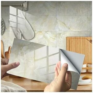 Orchidée - Hiser Rectangle Decorative Tile Adhesive for Bathroom and Kitchen Tile Stickers, 3D Marble Pattern Mosaic Waterproof Adhesive Decoration,