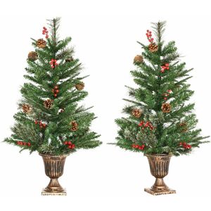 2 Piece 3' Artificial Christmas Tree for Doorway, Porch with Décor - Green - Homcom