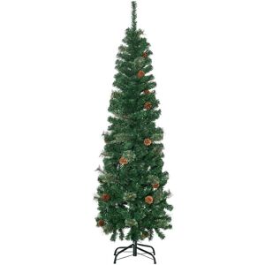 5.5FT/6.5FT Artificial Slim Christmas Tree Holiday Home Décor with Pine Cones 5.5FT - Green - Homcom
