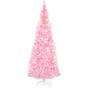 Homcom - 5FT/6FT/7FT Prelit Artificial Christmas Tree Holiday Home Décor w/ led Light 7FT - Pink