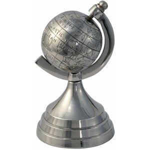 Homescapes - Decorative Aluminium World Globe Ornament Silver - Silver - Silver