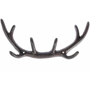 Homescapes - Deer Antler Cast Iron Coat Hook, 8 Hooks - Brown