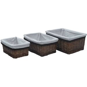 Hommoo - 3 Piece Stackable Basket Set Brown Willow