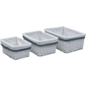 Hommoo 3 Piece Stackable Basket Set White Willow