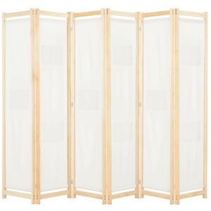 Hommoo 6-Panel Room Divider Cream 240x170x4 cm Fabric VD13983