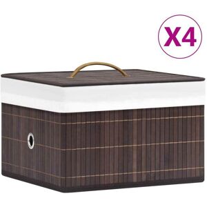 Bamboo Storage Boxes 4 pcs Brown - Hommoo