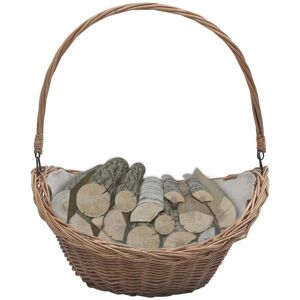 Firewood Basket with Handle 57x46.5x52 cm Brown Willow - Hommoo
