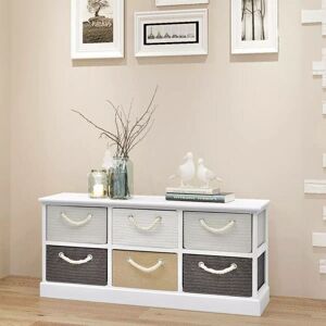 Storage Bench 6 Drawers Wood VD09505 - Hommoo