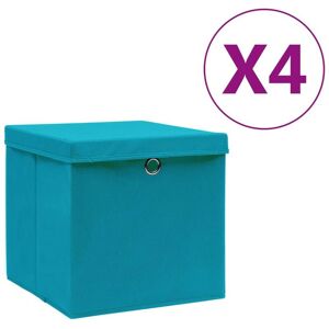 Hommoo - Storage Boxes with Covers 4 pcs 28x28x28 cm Baby Blue