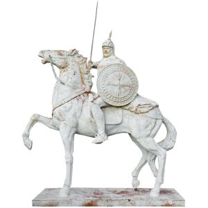 BISCOTTINI Horse warrior in cast iron antique white finish