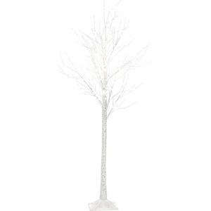 BELIANI Indoor Outdoor Christmas Tree with led Lights 190 cm Metal White Lappi - White