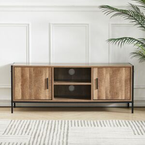 Livingandhome - Brown Rustic Metal Frame tv Stand