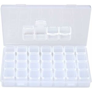 Héloise - Jewelry Storage Box Compartments, Clear Plastic Storage Boxes with 28 Small Grids - Organizer for Jewelry & Nail Accessories & Makeup Tools