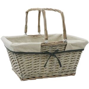 JVL - Arianna Rectangular Willow Shopping Basket, Grey Wash