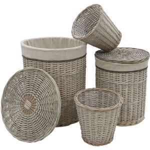 JVL Arianna Round Willow Baskets, Set of 4, Grey Wash