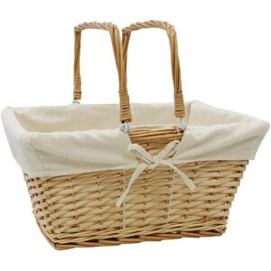 JVL - Rectangular Willow Shopping Basket, H:20 x W:41 x D:32cm approx, Acacia