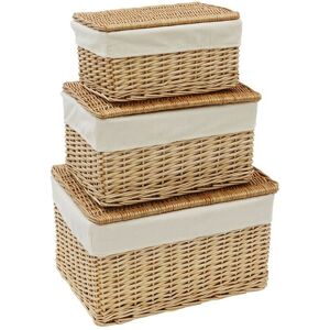 JVL - Rectangular Willow Storage Hampers, Acacia Set of 3