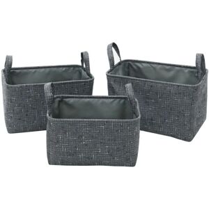 JVL - Shadow Rectangular Fabric Storage Baskets with Handles, Set of 3