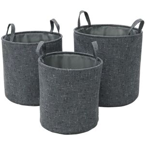 JVL - Shadow Set Of 3 Round Fabric Storage Baskets