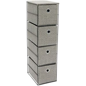 JVL Silva 4 Drawer Narrow Fabric Storage Tower, Grey