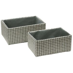 Silva Rectangular Fabric Storage Baskets, Set of 2, Grey - JVL