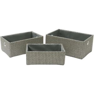 Silva Rectangular Fabric Storage Baskets, Set of 3, Grey - JVL